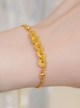 新中式碎冰冰五帝钱手链女时尚高级感手串轻奢气质百搭爆款手饰潮