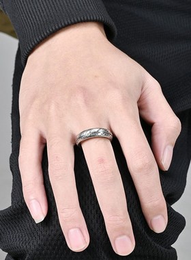 泰爱你魔戒指环王戒指潮男个性欧美影视周边魔纹钛钢厚实帅气指环