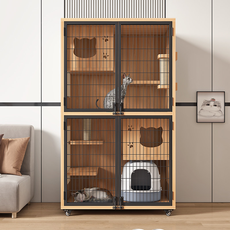 猫别墅家用室内猫柜双层实木猫窝猫笼猫爬架一体豪华猫屋大空间,淘宝优惠券,粉丝福利购,淘宝优惠卷