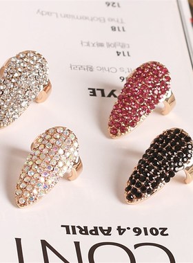 韩版时尚个性水晶指甲盖戒指女潮人美甲套装指环关节戒配饰品