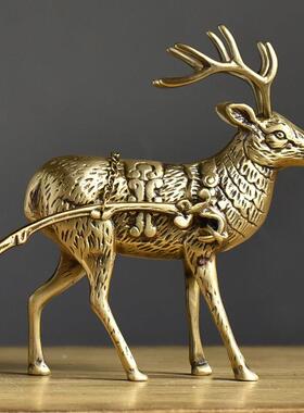 欧式全铜麋鹿红酒架摆件创意客厅酒柜装饰品家用现代简约铜鹿