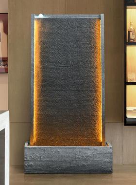 简约水幕墙流水屏风摆件招财鱼池假山造景公司庭院循环水落地装饰