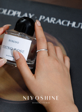 方块细圈开口戒指女素圈百搭指环