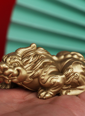 纯铜貔貅手把件男士盘玩随身挂绳把玩H件好运招财文玩小摆件礼物