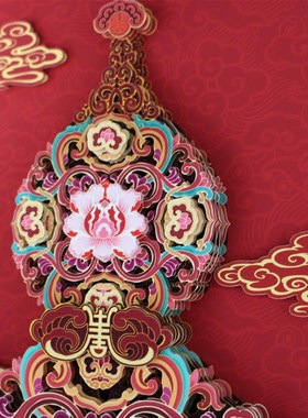 彩色葫芦多层立体纸雕福禄非遗文创开业乔迁招财国潮桌摆壁挂礼品