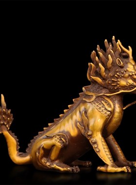 纯铜獬豸摆件一对律师法官办公室桌面摆放N法兽瑞兽獬廌正义神兽