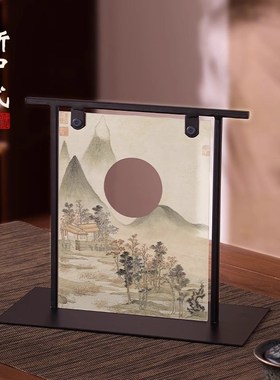 新中式小屏风茶台茶桌宋代美学装饰摆件隔断客厅桌面入户玄关摆画