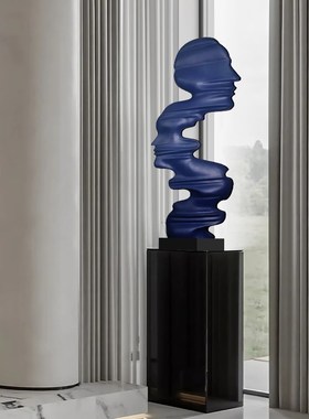 简约抽象黑白头像雕塑酒店大堂客厅落地摆件玄关人物高级感艺术品