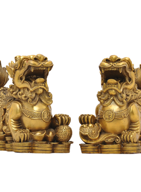 纯铜招财貔貅摆件皮丘一对客厅新房客厅公司办公室饭店大堂工艺品