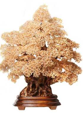 奢黄水晶摇钱树特大摆件装修装饰品客厅豪华开业典礼轻公司展厅