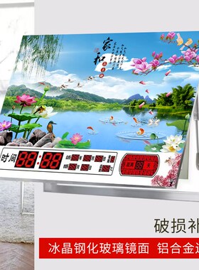 电表箱万年历装饰画冰晶镜面显示时间钟表遮挡总开关电闸箱画配电