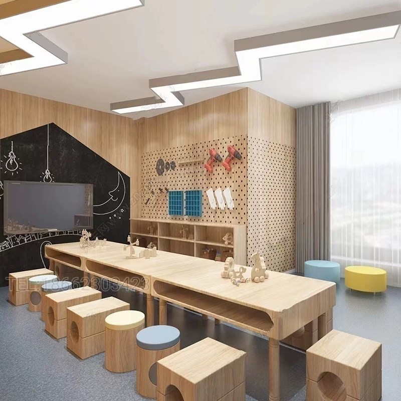 Children's table and chair combination set kindergarten toy table baby learning desk desk overhead layer handmade table