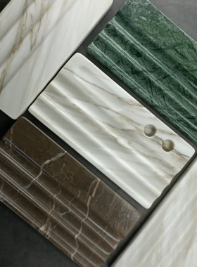 天然大理石笔架笔座笔托收纳托盘样版间桌面办公桌化妆刷画笔摆件