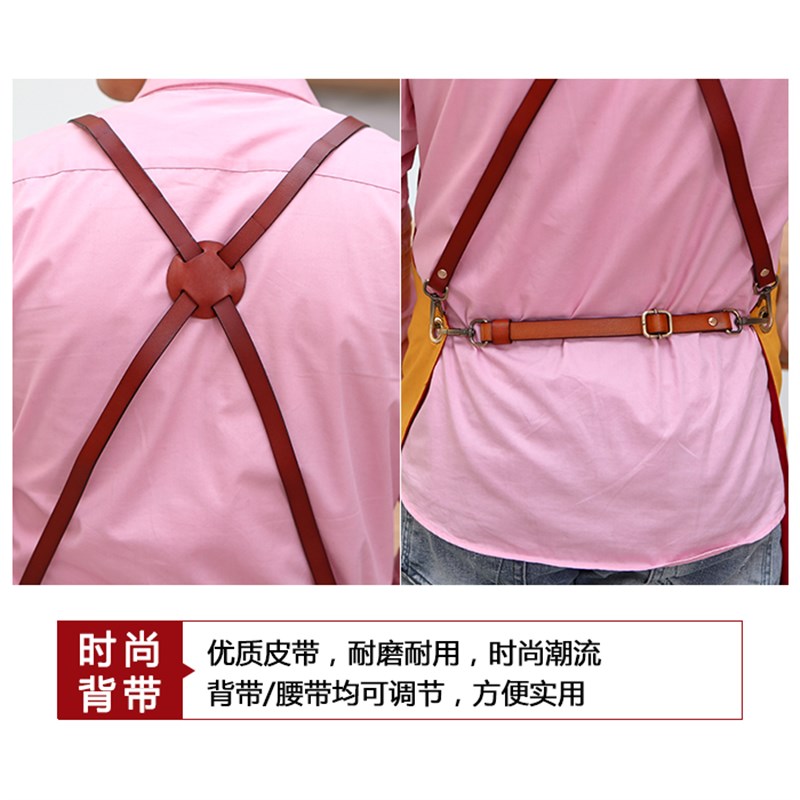 咖啡师双面围裙定制logo印字奶B茶店发型师美甲餐厅韩版工作 - 图2