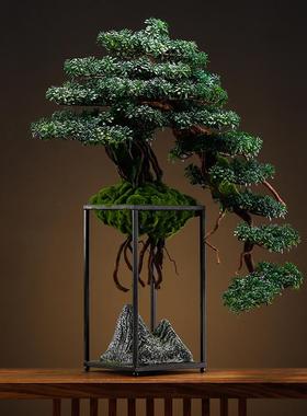 新中式仿真迎客松创意客厅摆件玄关办公室装饰盆景落地花架盆栽