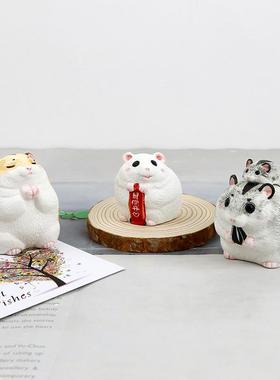 吃货小仓鼠陶瓷摆件 创意家居饰品办公桌面汽车摆设老鼠公仔礼物