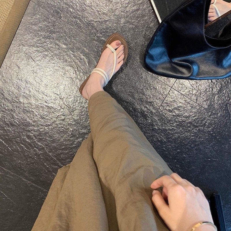 法式细带平底套趾凉鞋女2025新款夏季仙女风两穿一字带外穿凉拖鞋,淘宝优惠券,粉丝福利购,淘宝优惠卷
