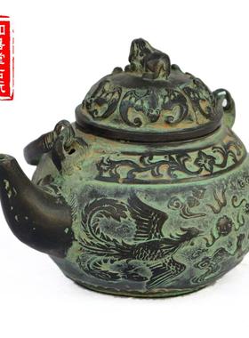 特色工艺装饰礼品办n公家居用品精致纯铜水壶摆件仿古件大号茶壶