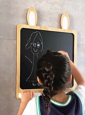 黑板摆摊展示牌木框墙壁挂式留言板家用卡通儿童宝宝学习涂鸦画板