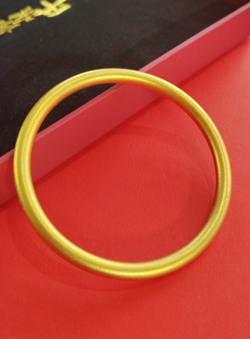 999足金包银手镯古法素圈镯子女