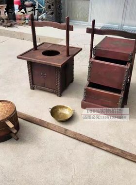 怀旧老物件老春饼挑子老卖包子挑子老木挑子民俗馆农家院摆件道具