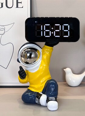 创意客厅宇航员摆件表钟智能小闹钟电子数字时钟摆台式太空人钟表