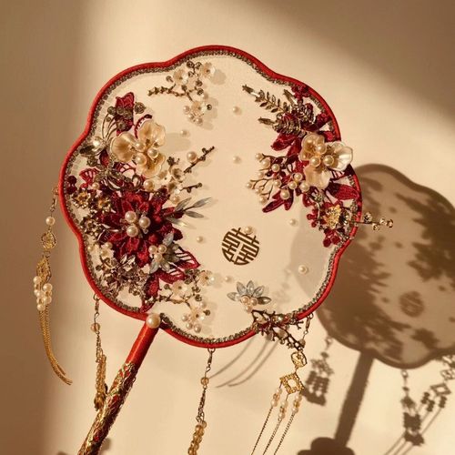 结婚新嫁团扇古风成品中式婚礼秀禾扇喜扇成品材料包 - 图0