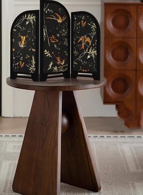 中古风墨竹小屏风桌面摆件新中式茶桌家居边柜玄关装饰品复古摆画