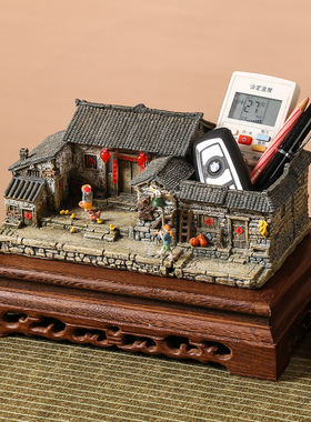 农家小院摆件复古建筑模型酒柜茶台茶桌茶室家居装饰客栈农家乐