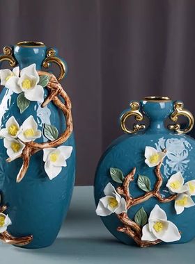 欧式创意陶瓷花瓶样板房客厅家居酒柜装饰品插花新家摆件结婚礼物