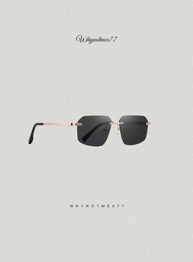 老钱风无边框高级感墨镜