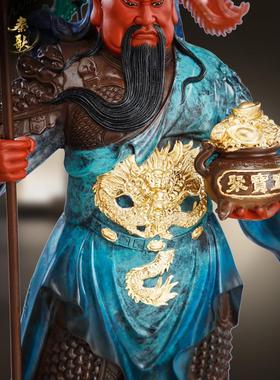 秦歌九龙关公铜像纯铜聚宝盆招财关公摆件客厅供奉武财神关公神像