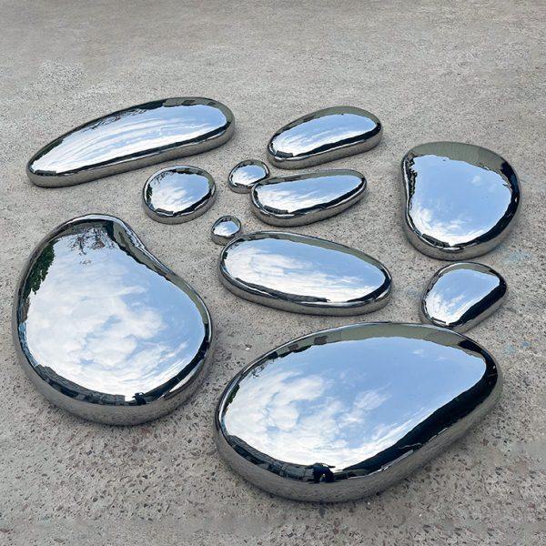 现货金属镜面不锈钢鹅卵石雕塑圆异形座椅高户外装饰落地水滴摆件,淘宝优惠券,粉丝福利购,淘宝优惠卷