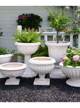 欧式罗马柱花园户外装饰摆件庭院花架底座仿石膏院子阳台大花盆