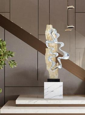 现代轻奢抽象电镀摆件酒店大堂雕塑艺术品客厅样板房落地玄关饰品