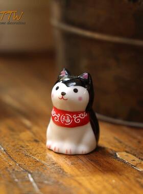 日式杂货风格卡通迷你柴犬小狗动物公仔摆件招财微景观装饰摆件