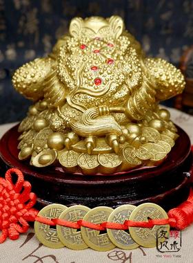 黄铜招财金蟾摆件 三足蟾蜍大号金蝉家居店铺收银台装饰开业礼品