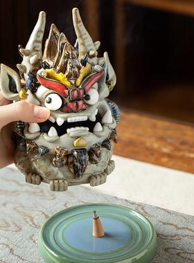 陶瓷龙摆件招财中式摆件装饰品茶宠摆件精品可养创意塔香香炉茶道