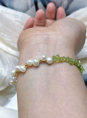 夏季清新度假风天然淡水珍珠编织手链小精致送女友送闺蜜