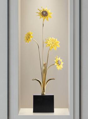 向阳而生陶瓷向日葵摆件黄铜工艺礼品摆饰客厅电视柜玄关斗柜装饰