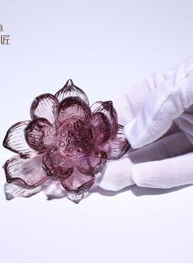 古法琉璃香炉莲花香插摆件禅意线 线香座茶桌装饰手工艺品荷花高