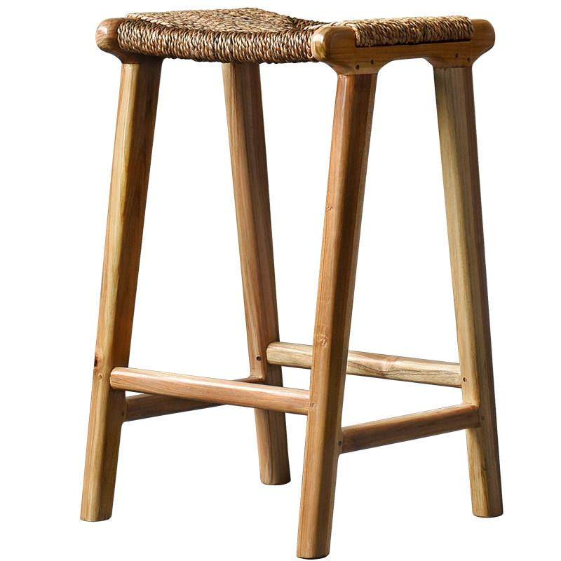 印尼进口北欧实木高脚凳南洋风吧台凳藤编岛台椅ins家用酒店椅子,淘宝优惠券,粉丝福利购,淘宝优惠卷