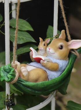 花园庭院装饰摆件创意兔子树脂工艺品别墅园艺动物雕塑