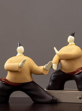 新中式创意抽象人物太极宗师个性桌面客厅玄关酒柜装饰品轻奢摆件