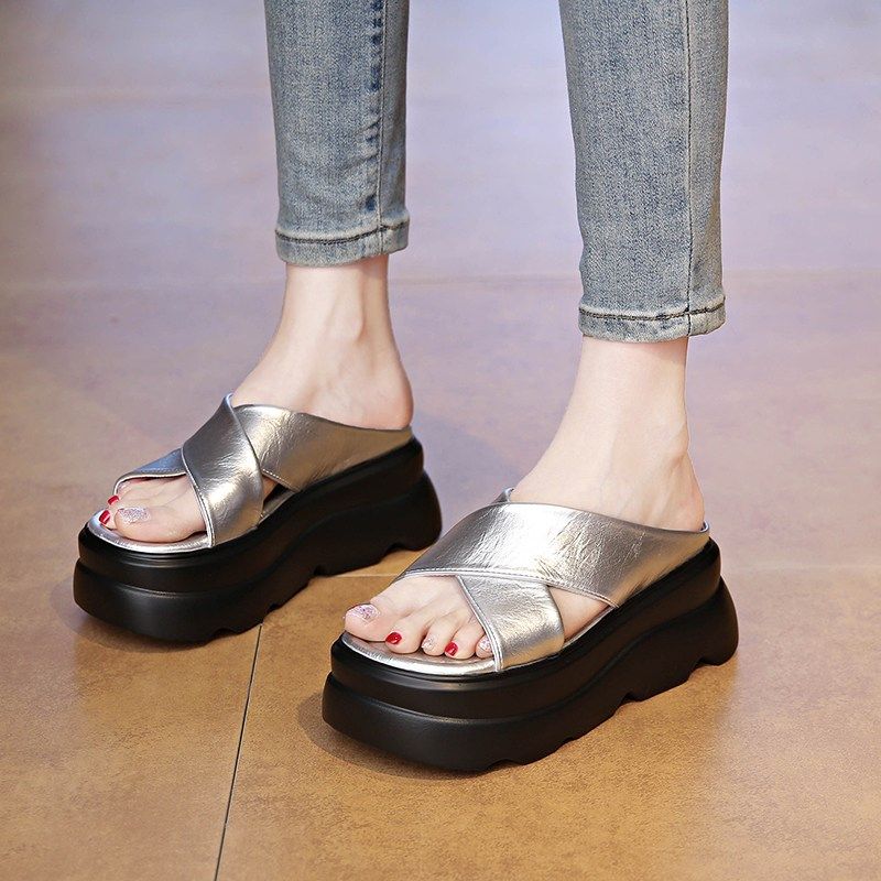 松糕凉拖鞋女夏季外穿2025新款百搭女士沙滩鞋厚底增高一字拖凉鞋,淘宝优惠券,粉丝福利购,淘宝优惠卷