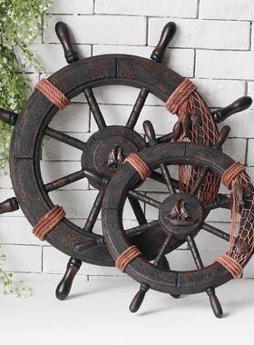 推荐实木船舵轮舵方向盘橱