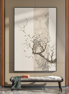 新中式客厅餐厅入户玄关装饰画中国风松树背景墙壁现代轻奢挂画