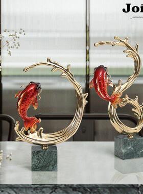 Joico瑞士饰品无障碍豪华创意全铜鲤鱼跳跃龙门架乔迁礼物客厅电