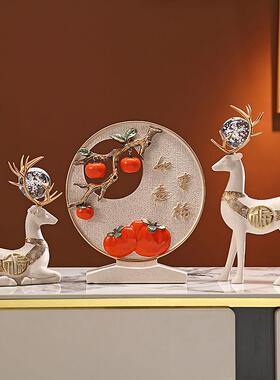 福鹿招财摆件高档客厅玄关酒柜电视柜办公桌面装饰品乔迁新居礼品