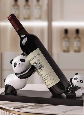 熊猫红酒架摆件乔迁新居礼品轻奢高档家居饰品客厅餐边柜酒柜装饰